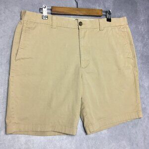 J Crew Mens Shorts size 36 Brown‎ Tan Flat Front Cotton Stretch Blend Zipper Fly